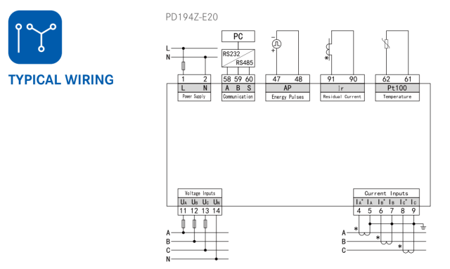 PD194Z-E20 Three-phase Multi-functional Power Meter with Power Quality Monitoring for Intelligent Distribution Systems