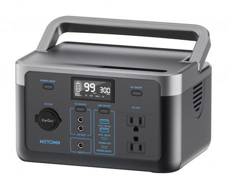 WETOWN Portable Power Station 299.5Wh 12.8V LiFePO4 Battery for Camping and Home Use