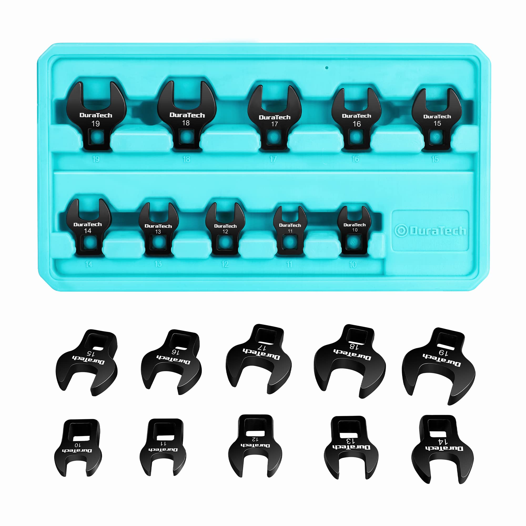3/8 Dr. Metric Crowfoot Wrench Set Heavy Duty CRV Steel with Phosphorizing Finish for Tight Spaces and Battery Assembly Applications