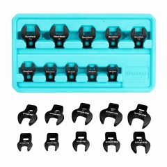 3/8 Dr. Metric Crowfoot Wrench Set Heavy Duty CRV Steel with Phosphorizing Finish for Tight Spaces and Battery Assembly Applications