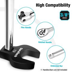 3/8 Dr. Metric Crowfoot Wrench Set Heavy Duty CRV Steel with Phosphorizing Finish for Tight Spaces and Battery Assembly Applications