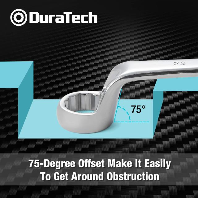 Offset Box Wrench Set, Metric Heat-Treated Chrome Vanadium Steel High-Polish Finish for Tight Spaces and Hard-to-Reach Fasteners Duratech Tools