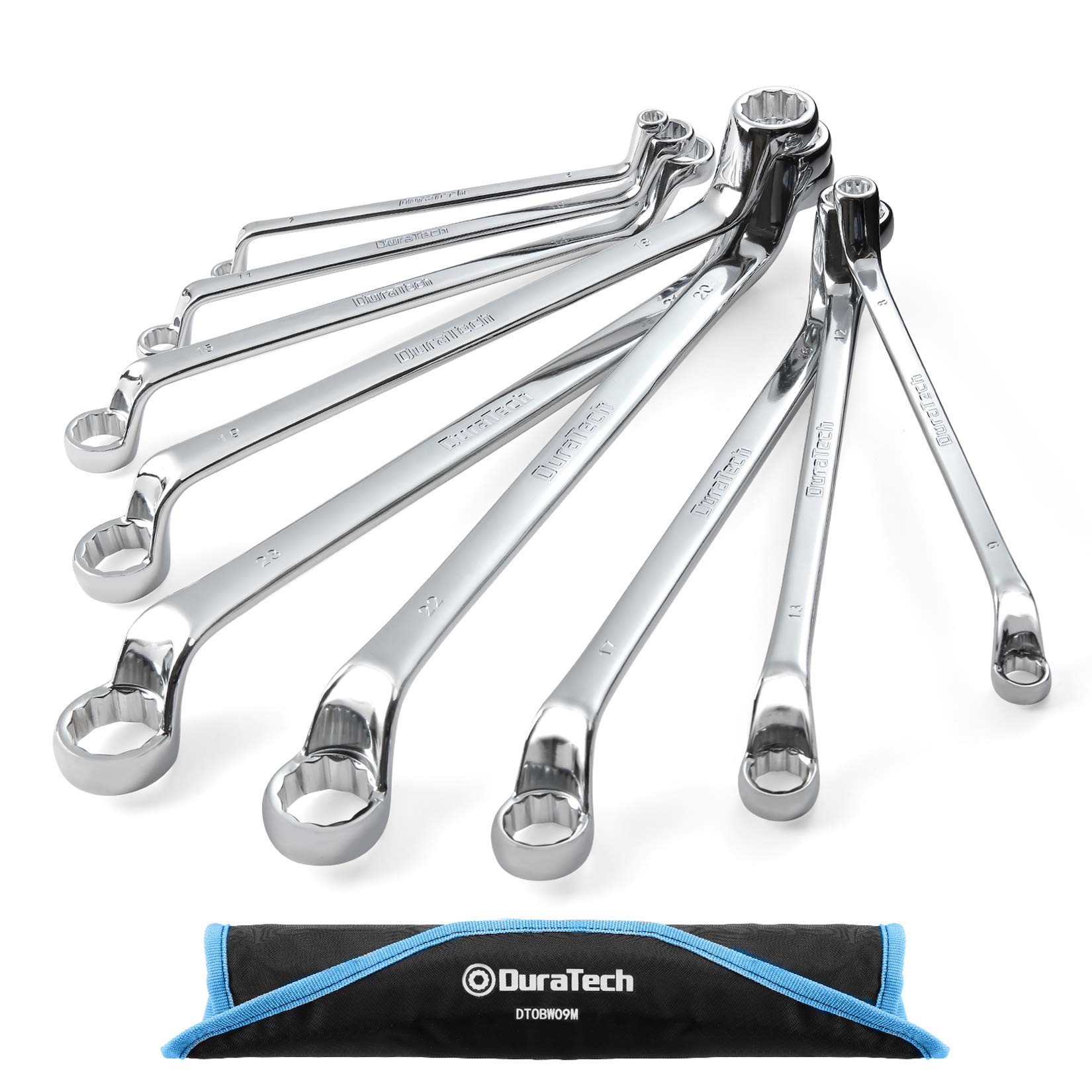 Offset Box Wrench Set, Metric Heat-Treated Chrome Vanadium Steel High-Polish Finish for Tight Spaces and Hard-to-Reach Fasteners Duratech Tools