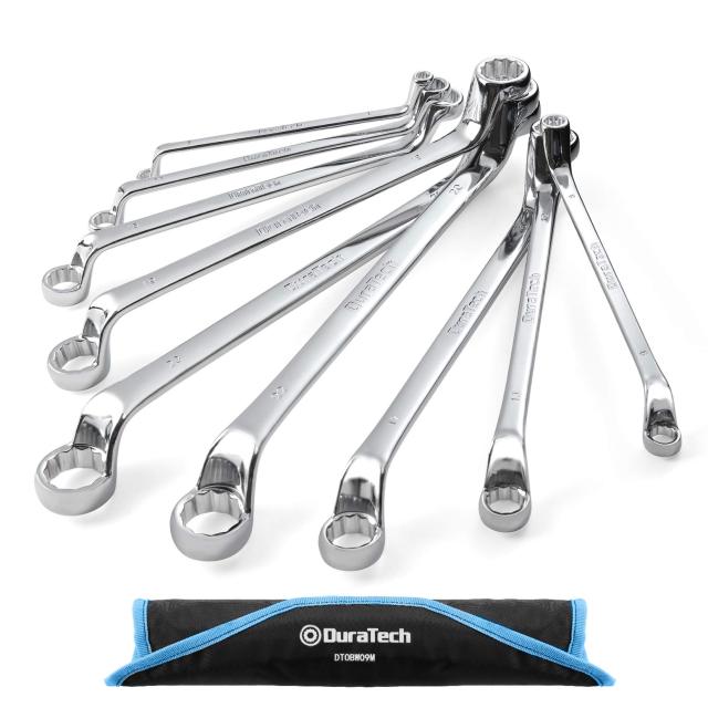 Offset Box Wrench Set, Metric Heat-Treated Chrome Vanadium Steel High-Polish Finish for Tight Spaces and Hard-to-Reach Fasteners Duratech Tools