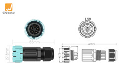 M23MP Screwless Quick Wiring Waterproof Connector 5 Pins Front Panel Male Female Connectors Corrosion Resistant Fast Signal Transmission for Energy Storage Systems