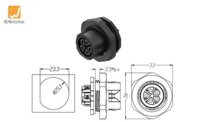 M23MP Screwless Quick Wiring Waterproof Connector 5 Pins Front Panel Male Female Connectors Corrosion Resistant Fast Signal Transmission for Energy Storage Systems