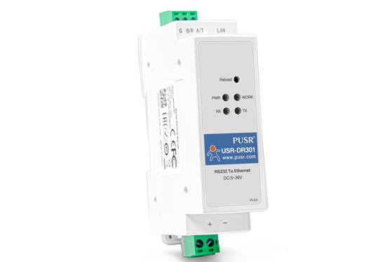 USR-DR301 DIN-Rail RS232 to Ethernet Converter for Industrial Automation Data Transmission