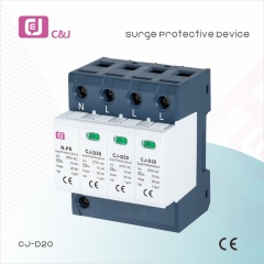 Surge Protection Device 10kA 20kA Lightning Voltage Protector for Power Systems Cj-D20 4P 1.2KA 20KA