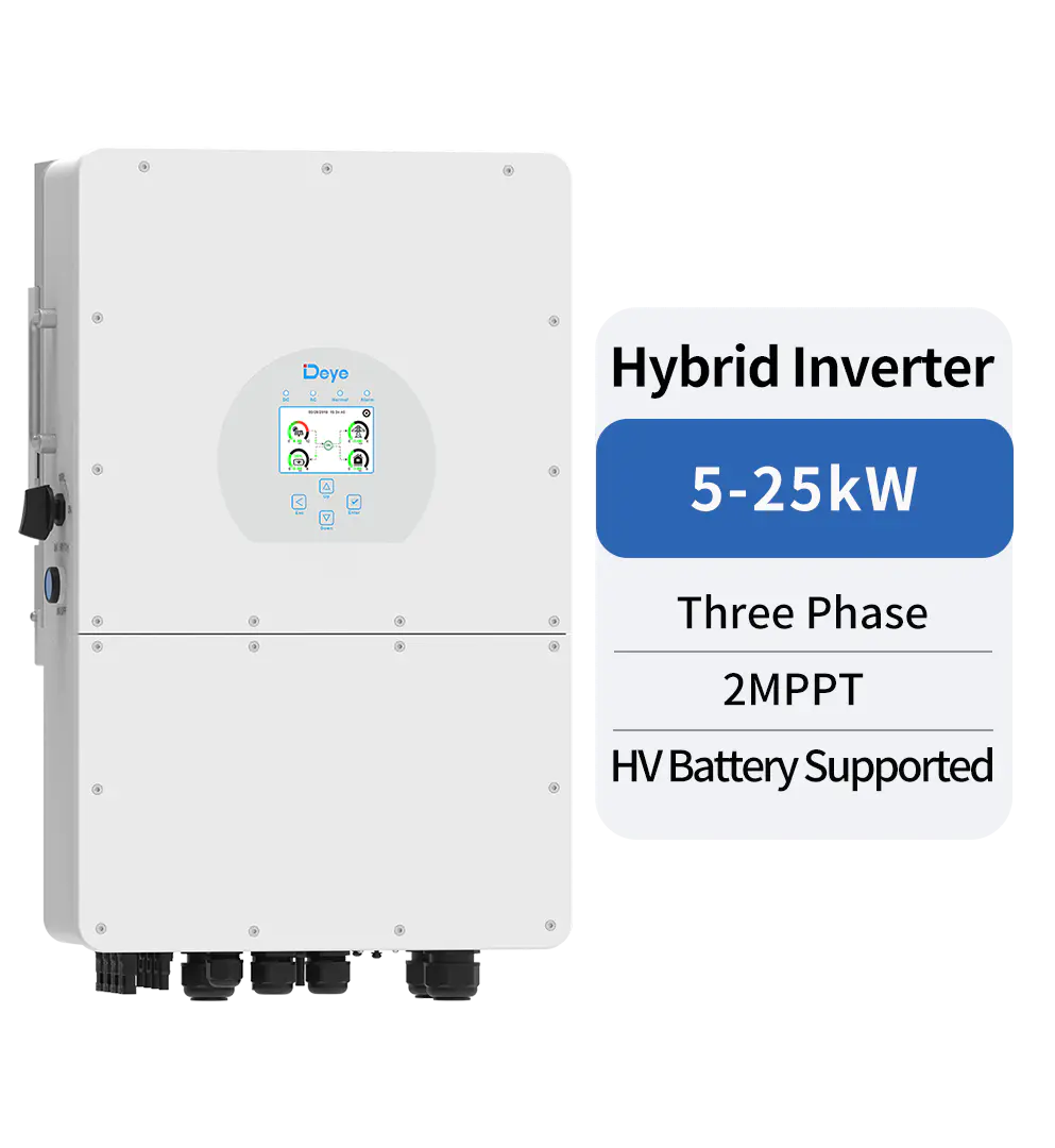 Three Phase Hybrid Inverter 5-25kW 2 MPPT HV Battery Supported for Solar Energy Storage Systems