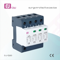 Surge Protection Device 10kA 20kA Lightning Voltage Protector for Power Systems Cj-D20 4P 1.2KA 20KA