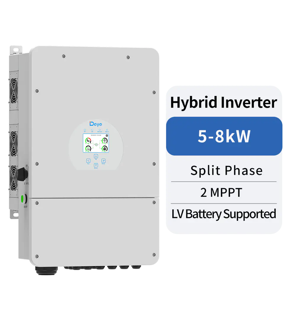 Single Phase Hybrid Inverter 5-8kW 2 MPPT LV Battery Supported for Solar Energy Storage Deye