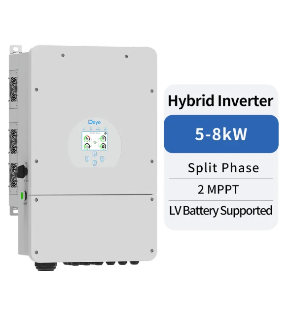 Single Phase Hybrid Inverter 5-8kW 2 MPPT LV Battery Supported for Solar Energy Storage Deye