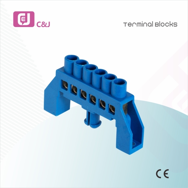 6way DIN Rail Connect Copper Neutral Links Busbar Terminal Block Flame Retardant Resistant -40℃ to 65℃ for Energy Storage Systems