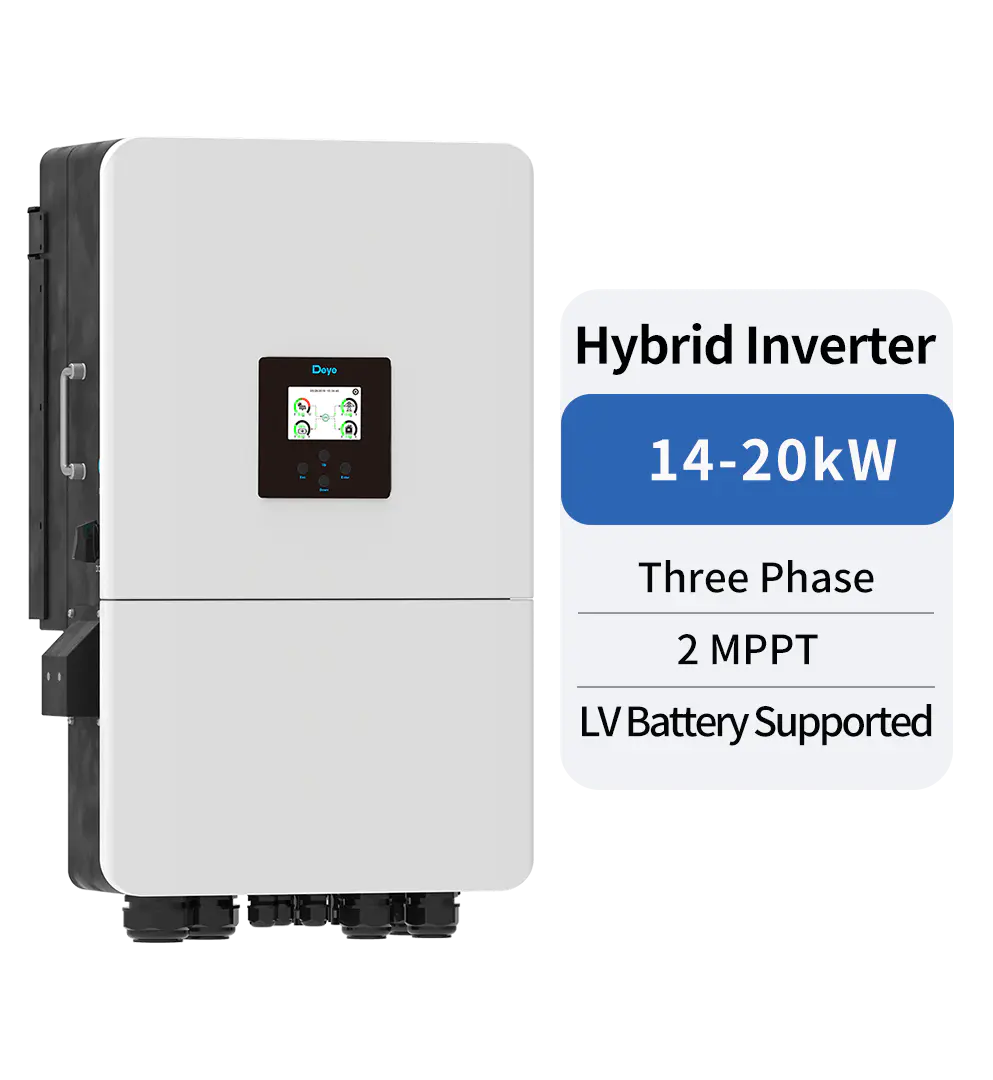 Three Phase Hybrid Inverter 14-20kW 2 MPPT 40-60V 260-350A Solar Storage Battery Inverter for Residential and Commercial Energy Systems