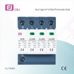 Surge Protection Device 10kA 20kA Lightning Voltage Protector for Power Systems Cj-D20 4P 1.2KA 20KA