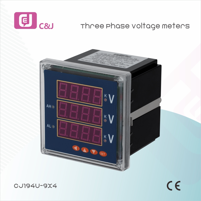 Three Phase Digital Voltage Meter LED Panel TRMS AC Sampling Programmable Grid Monitoring CJ194E-9X4