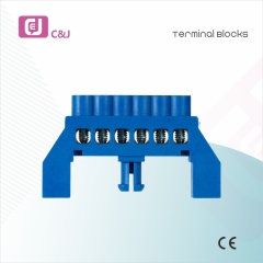 6way DIN Rail Connect Copper Neutral Links Busbar Terminal Block Flame Retardant Resistant -40℃ to 65℃ for Energy Storage Systems