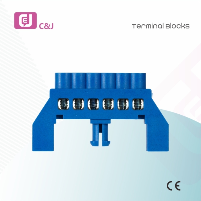 6way DIN Rail Connect Copper Neutral Links Busbar Terminal Block Flame Retardant Resistant -40℃ to 65℃ for Energy Storage Systems
