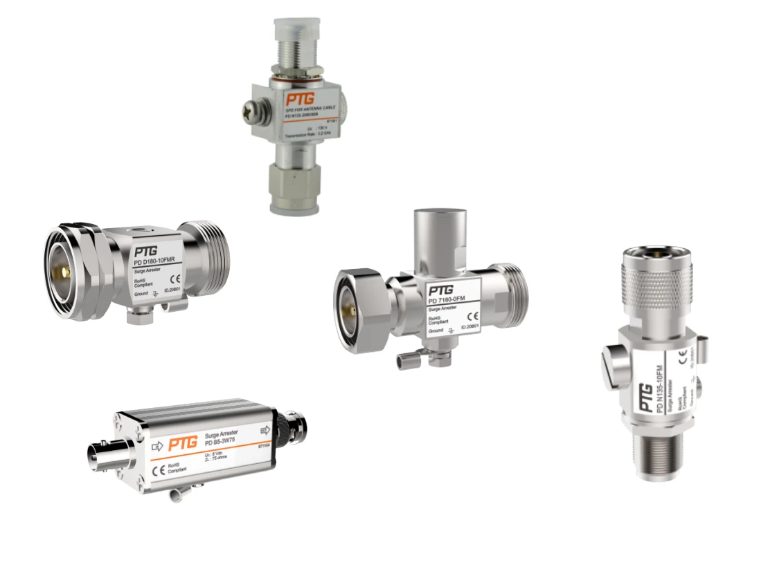 Coaxial RF SPD High Surge Protection Low Insertion Loss for Antenna and GPS Applications PTG