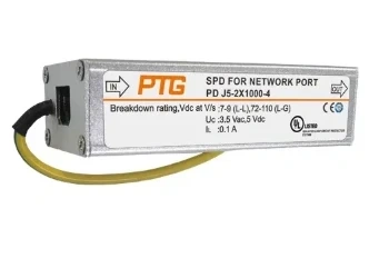 PoE+ Network SPD Surge Protector for Ethernet Protection with Full-Line Protection and Shielded Enclosure for DIN Rail and Bracket Installation