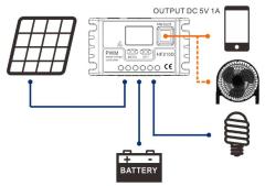 HF210D/HF220D 10A PWM Regulator 12V 24V Solar Charge Controller for Solar Generator Systems