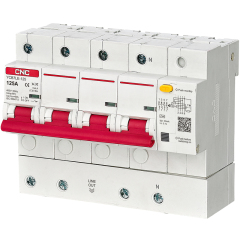 YCB7LE-125 RCBO 6kA High Breaking Capacity Circuit Breaker with C/D Curve for 1P+N, 2P, 3P, 3P+N, 4P Poles Applications