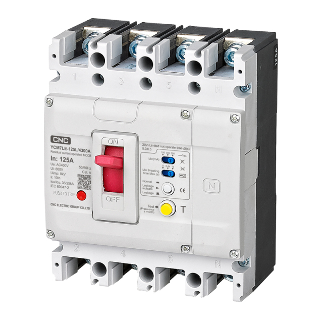 YCM7LE RCBO High-End Surface Design 4P Circuit Breaker for Energy Storage Systems