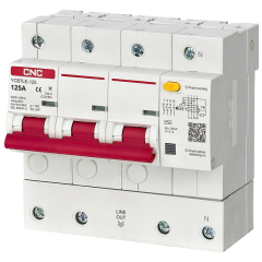 YCB7LE-125 RCBO 6kA High Breaking Capacity Circuit Breaker with C/D Curve for 1P+N, 2P, 3P, 3P+N, 4P Poles Applications