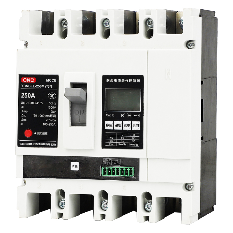 YCM3EL Smart RCBO Large Screen LCD Display with Accurate Protection Functions for Overload Short Circuit Leakage Undervoltage Overvoltage Phase Loss Protection