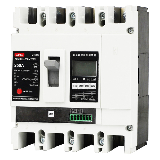 YCM3EL Smart RCBO Large Screen LCD Display with Accurate Protection Functions for Overload Short Circuit Leakage Undervoltage Overvoltage Phase Loss Protection