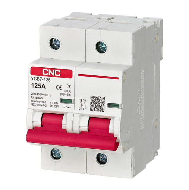 YCB7-125 MCB 6kA/10kA High Breaking Capacity Circuit Protection for Energy Storage Systems