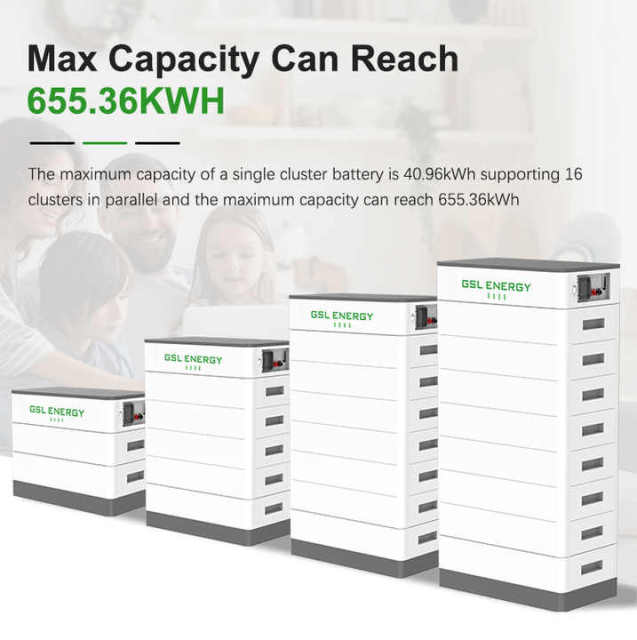 Off-Grid Solar Energy Storage Power System 48V 51.2V 400Ah 20kWh Stacked LiFePO4 Battery for Home Energy Storage GSL ENERGY