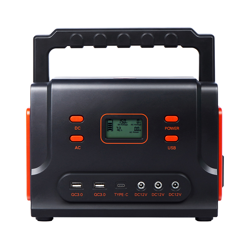 SRYG500A 500Wh 500W Portable Power Station 220V/100V AC 5V USB 12V DC 10W LED 12V10A Charging 14-25V Solar Input for Outdoor Emergency Backup