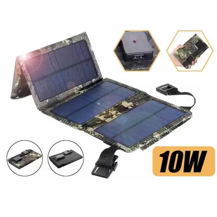 Portable 10W Foldable Solar Panel High Efficiency for Outdoor Camping Hiking Intelligent Phone Charging