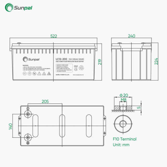 Lead Acid Battery 12V 26Ah-260Ah Deep Cycle Sealed AGM for Solar Energy Storage Systems Sunpal