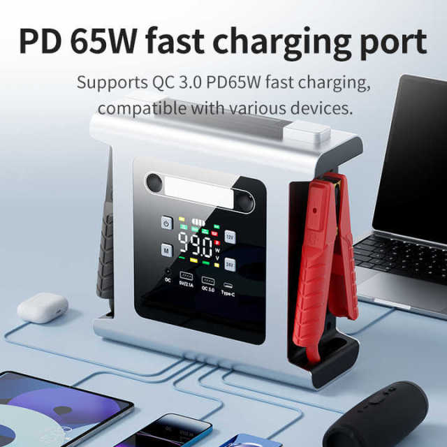 Heavy Duty 12/24V Jump Starter 12428A Peak Current 56000mAh Emergency Car Battery Booster Truck Motorcycle Passenger Car DN313