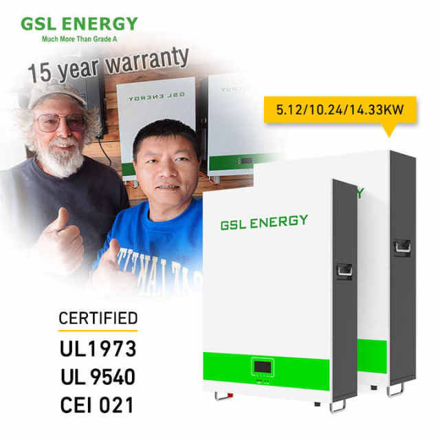 GSL Energy Smart BMS Lithium Battery Pack 51.2V 48V 100Ah Wall-Mounted Home Solar Power Storage System 5kWh 10kWh