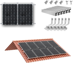 Solar Panel Bracket Roof Mounting Rail for Glazed Tile Roofs, Lightweight Aluminum Alloy, Suitable for 1.18"/1.38" Panels, Fuyesen