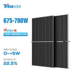 Trina Bifacial Vertex S Solar Panels 650W 670W Glas/Glas PV Module TAM 650de21-mbb High Efficiency N-Type TOPCon Double-Glass Solar Panels for Residential Commercial Industrial Use Trina