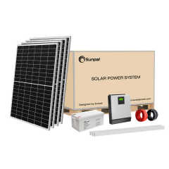 Sunpal 3KW 4KW 5KW Hybrid Off Grid Solar Energy System for Residential Use Monocrystalline Silicon Panels MPPT PWM Controller 48VDC Battery System