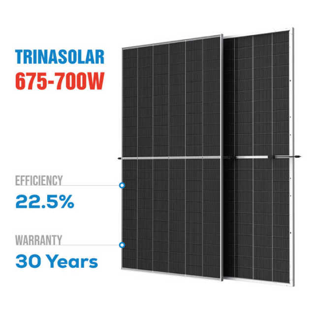 Trina Bifacial Vertex S Solar Panels 650W 670W Glas/Glas PV Module TAM 650de21-mbb High Efficiency N-Type TOPCon Double-Glass Solar Panels for Residential Commercial Industrial Use Trina