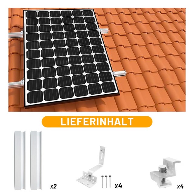 Solar Panel Bracket Roof Mounting Rail for Glazed Tile Roofs, Lightweight Aluminum Alloy, Suitable for 1.18"/1.38" Panels, Fuyesen