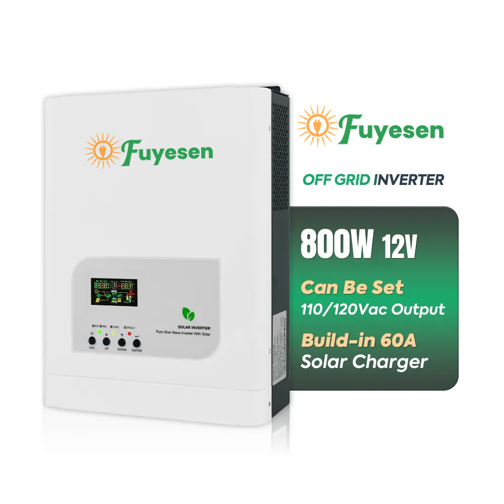 PWM Built-in Off-Grid Solar Inverter Pure Sine Wave 0.5KVA 0.8KVA 1KVA 12V 500W 800W for Off-Grid Solar Systems