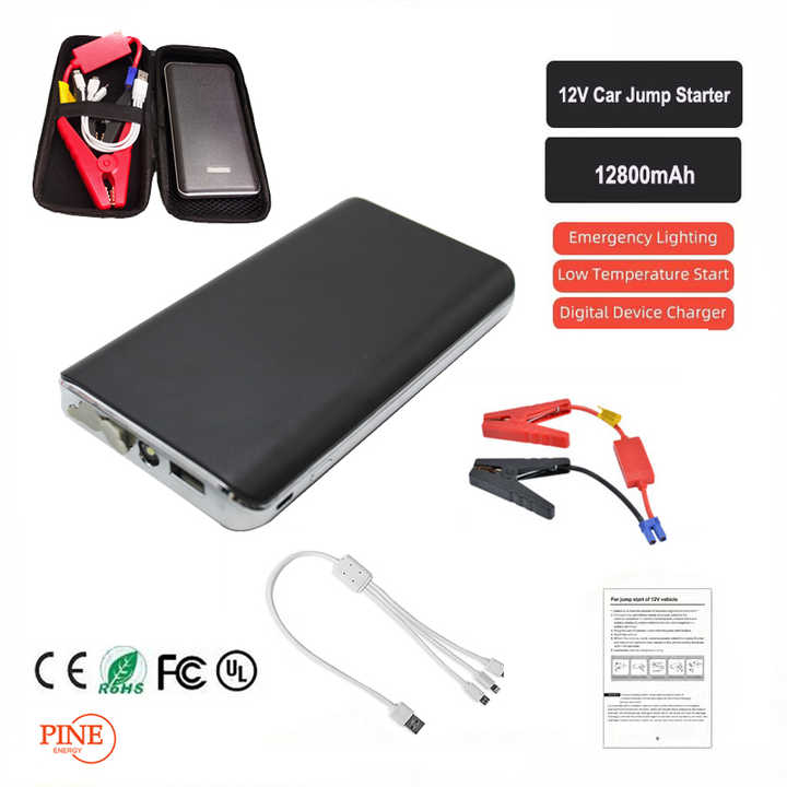 12V High-Power Portable Car Battery Jump Starter 600A Peak Mini Compact Emergency Charger with LED Light for Motorcycles, Passenger Cars, Trucks