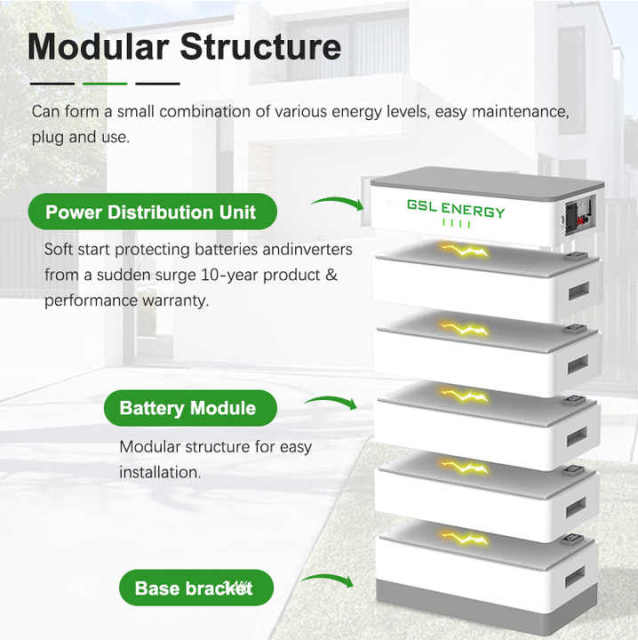 Off-Grid Solar Energy Storage Power System 48V 51.2V 400Ah 20kWh Stacked LiFePO4 Battery for Home Energy Storage GSL ENERGY