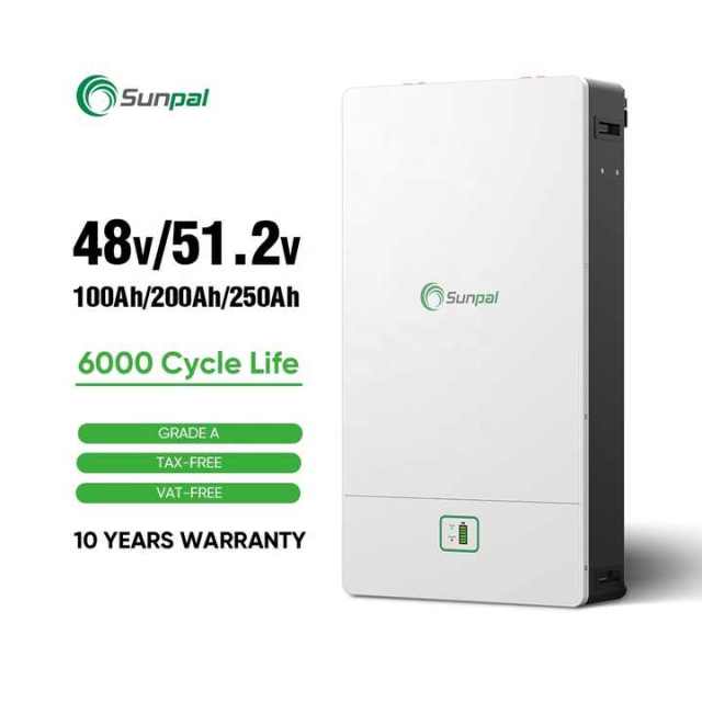Sunpal Lithium Power Wall Battery 51.2V 48V 200Ah Off-Grid Hybrid Grid Energy Storage System for Solar Power Applications