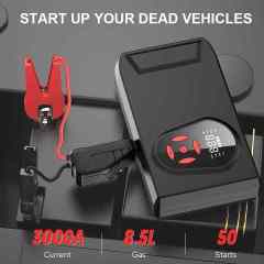 12V Jump Starter Power Bank 20000mAh 150PSI Air Pump 3-in-1 Car Tire Inflator Portable Car Starter