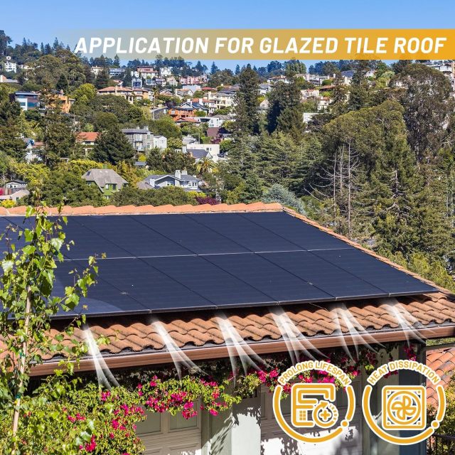 Solar Panel Bracket Roof Mounting Rail for Glazed Tile Roofs, Lightweight Aluminum Alloy, Suitable for 1.18"/1.38" Panels, Fuyesen