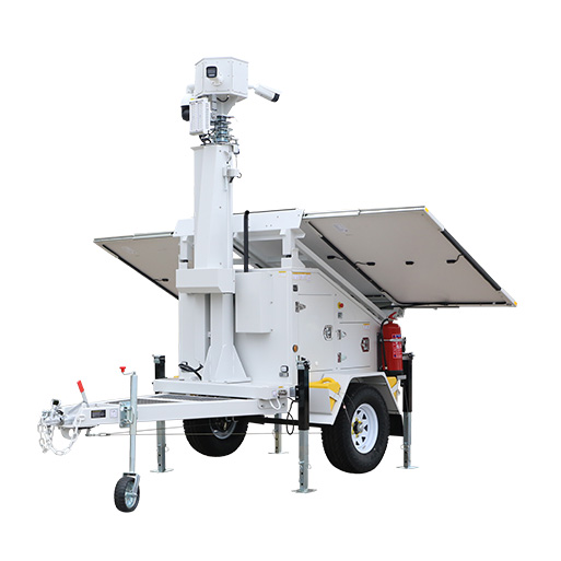 Single Axle Solar Trailer 1300WP 9.6KWh/14.4KWh Surveillance System for Australia Europe North America