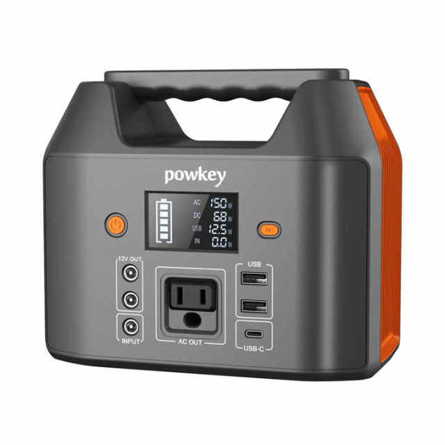 LiFePO4 Outdoor Power Bank 38400mAh 122Wh 150W Portable Power Station for CPAP Solar RV Travel powkey